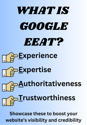 Infographic for What is Google EEAT? which stands for Experience, Expertise, Authoritativeness, and Trustworthiness. These are cornerstones to good Hawaii SEO.